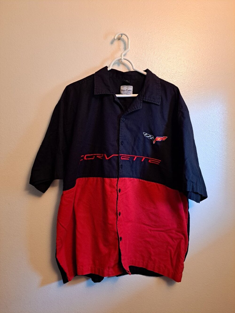 Vintage David Carey Originals Split C6 Corvette short-sleeve button-up shirt